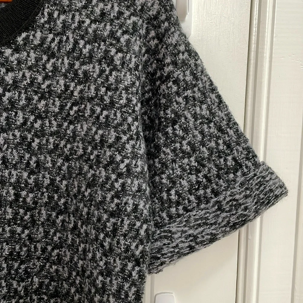 🖤REBECCA TAYLOR oversized gray and black alpaca blend short sleeve sweater.  S